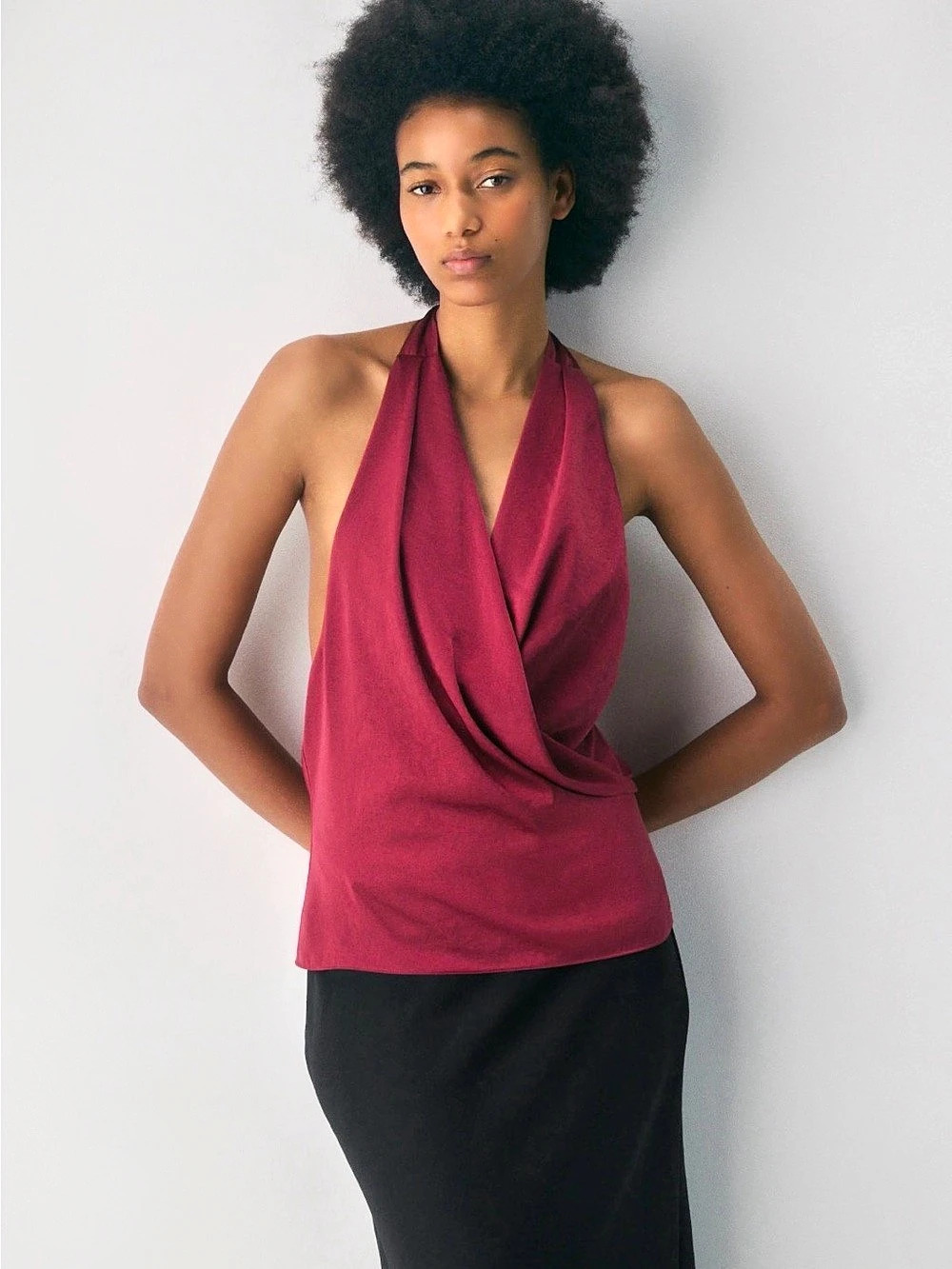 Martini Satin Halter Top - size M